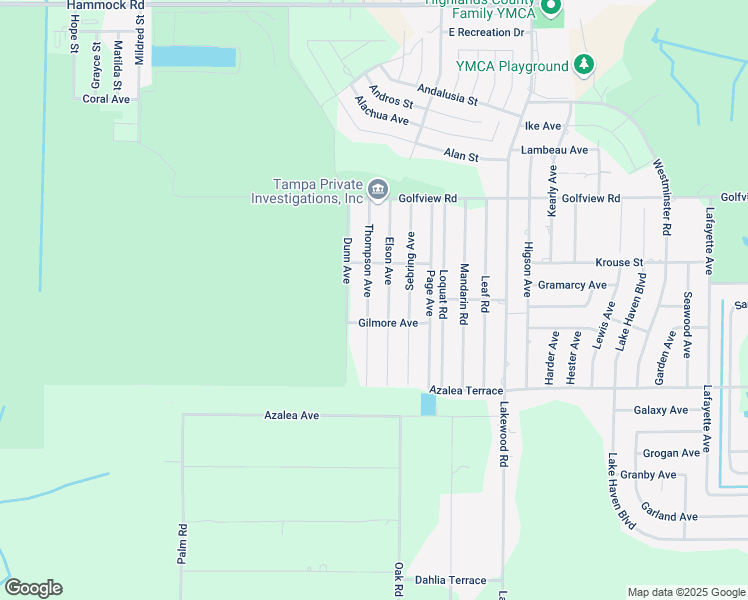 map of restaurants, bars, coffee shops, grocery stores, and more near 4324 Thompson Avenue in Sebring