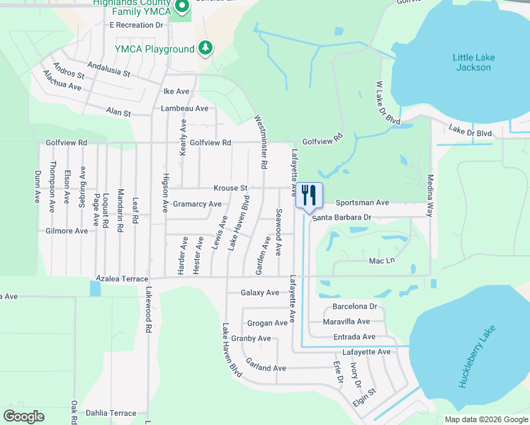 map of restaurants, bars, coffee shops, grocery stores, and more near 4407 Seawood Avenue in Sebring