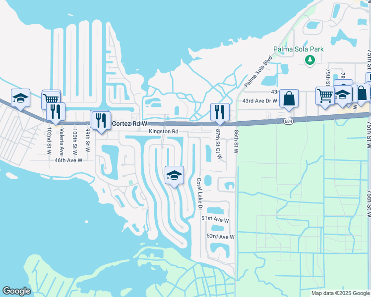 map of restaurants, bars, coffee shops, grocery stores, and more near 4420 Mangrove Point Road in Bradenton