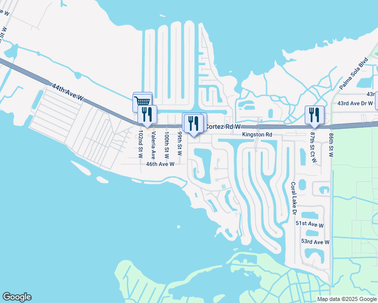 map of restaurants, bars, coffee shops, grocery stores, and more near 4431 Independence Drive in Bradenton