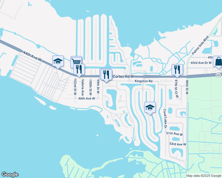 map of restaurants, bars, coffee shops, grocery stores, and more near 9505 Colonial Drive in Bradenton