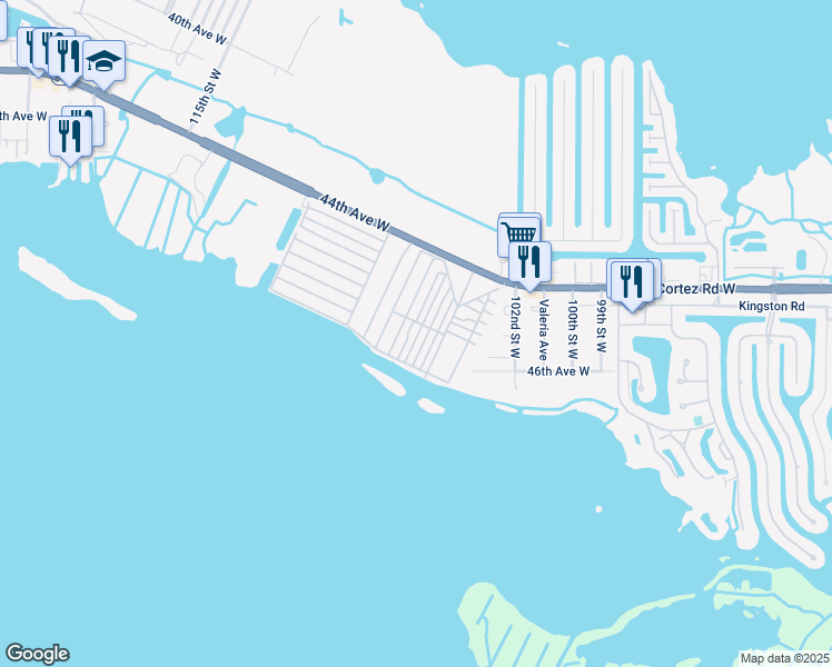 map of restaurants, bars, coffee shops, grocery stores, and more near 33 Second Street in Bradenton