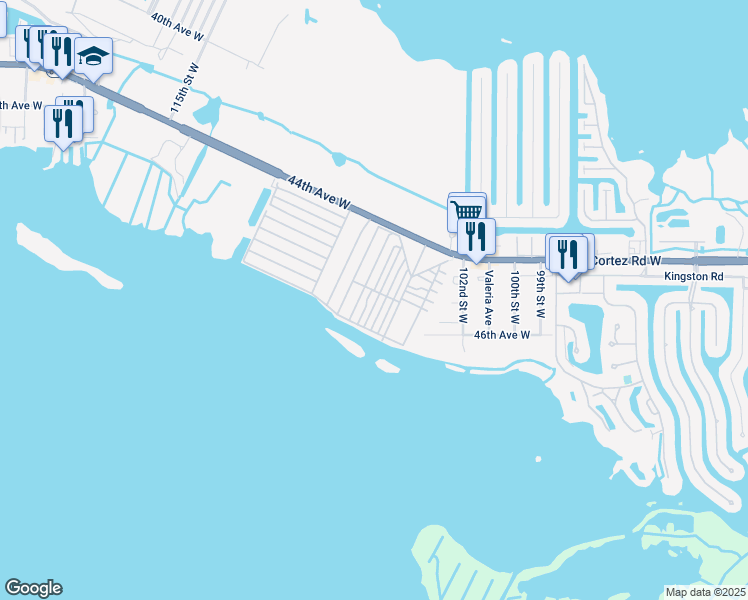 map of restaurants, bars, coffee shops, grocery stores, and more near 33 Second Street in Bradenton
