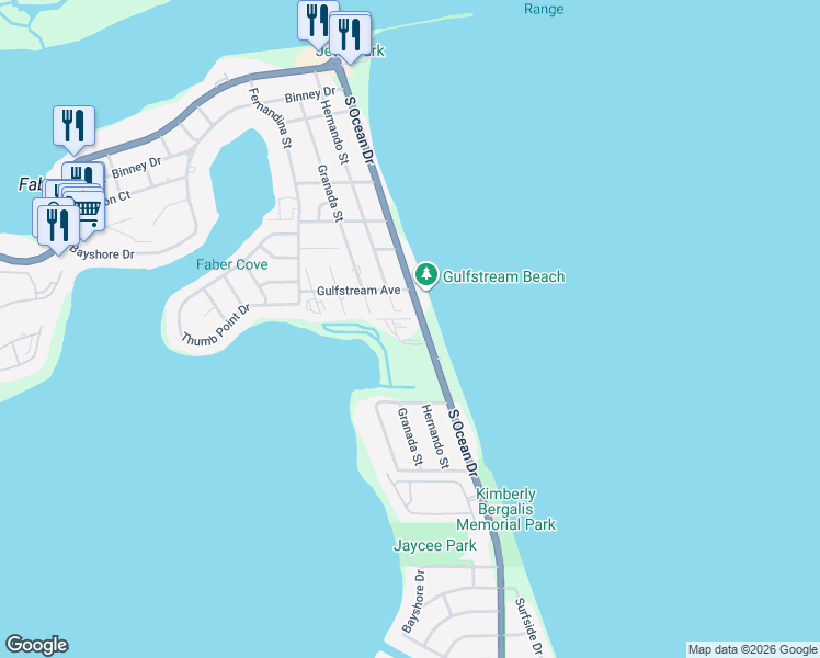 map of restaurants, bars, coffee shops, grocery stores, and more near 801 South Ocean Drive in Fort Pierce
