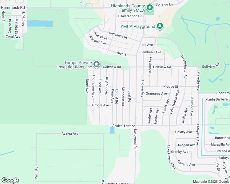 map of restaurants, bars, coffee shops, grocery stores, and more near 4115 Loquat Road in Sebring