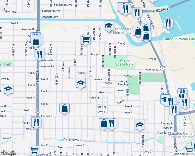 map of restaurants, bars, coffee shops, grocery stores, and more near 1202 North 16th Street in Fort Pierce