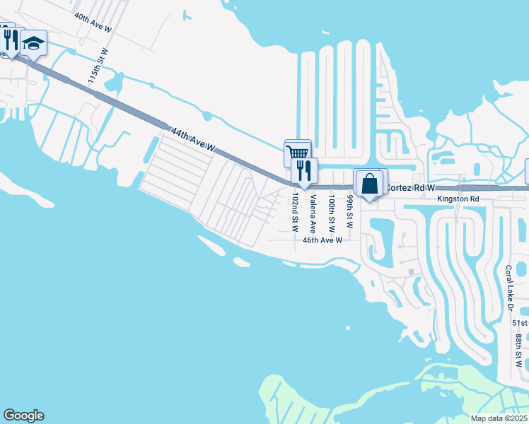map of restaurants, bars, coffee shops, grocery stores, and more near 12 D Street in Bradenton