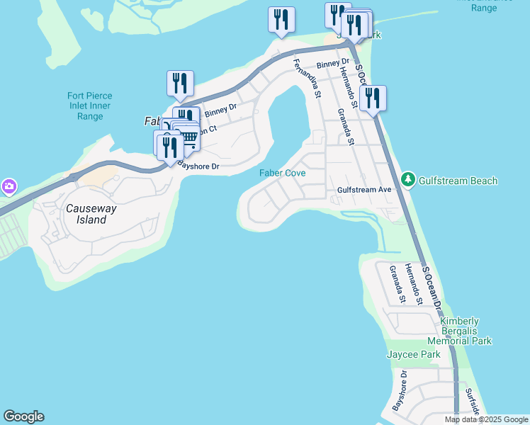 map of restaurants, bars, coffee shops, grocery stores, and more near 1507 Faber Court in Fort Pierce