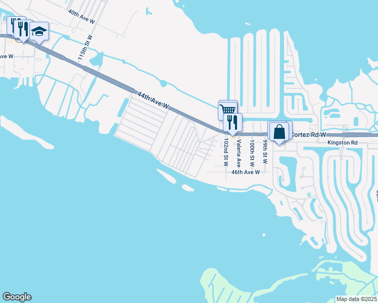 map of restaurants, bars, coffee shops, grocery stores, and more near 33 Second Street in Bradenton