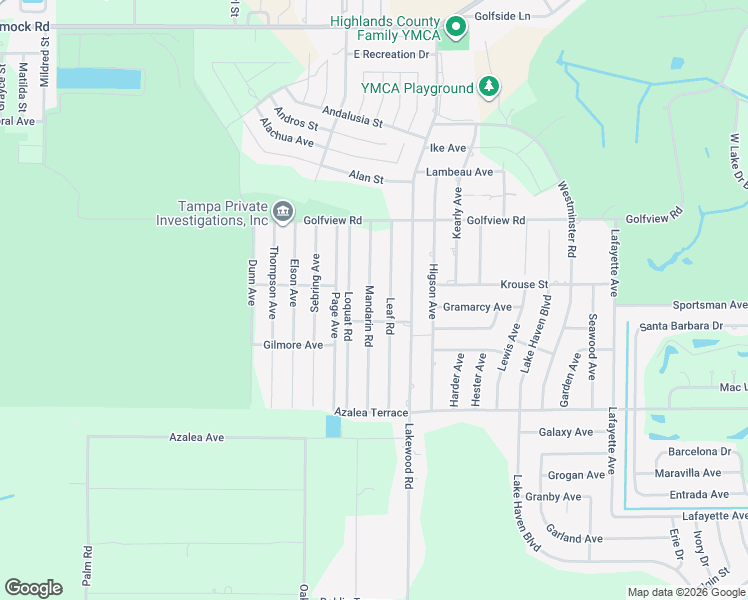 map of restaurants, bars, coffee shops, grocery stores, and more near 4123 Leaf Road in Sebring