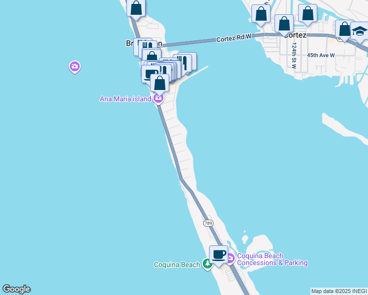 map of restaurants, bars, coffee shops, grocery stores, and more near 110 10th Street South in Bradenton Beach