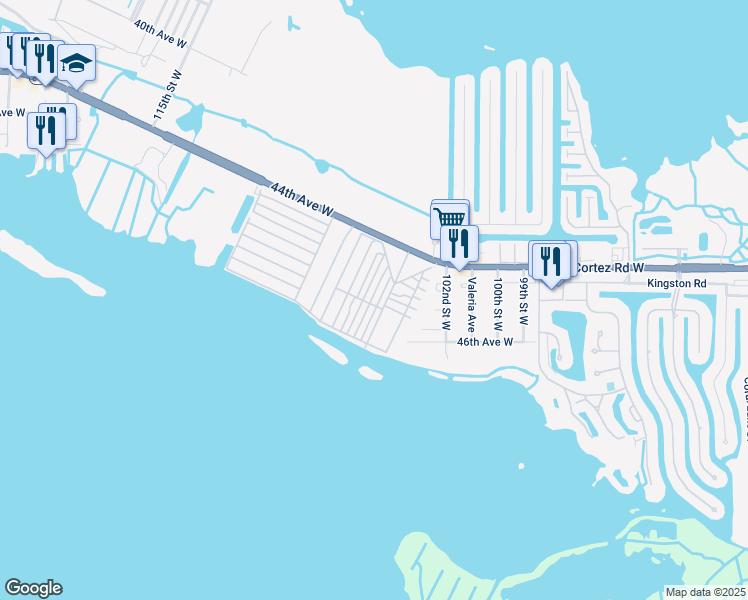 map of restaurants, bars, coffee shops, grocery stores, and more near 33 Second Street in Bradenton