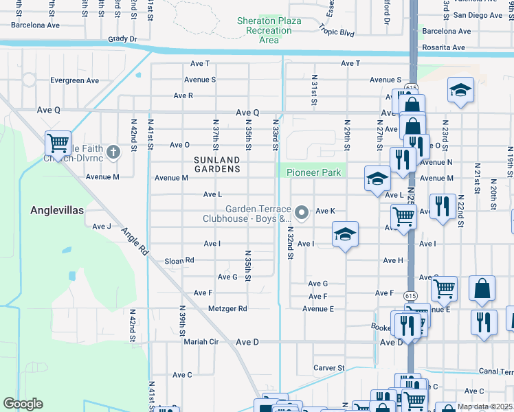 map of restaurants, bars, coffee shops, grocery stores, and more near 3400 Avenue K in Fort Pierce