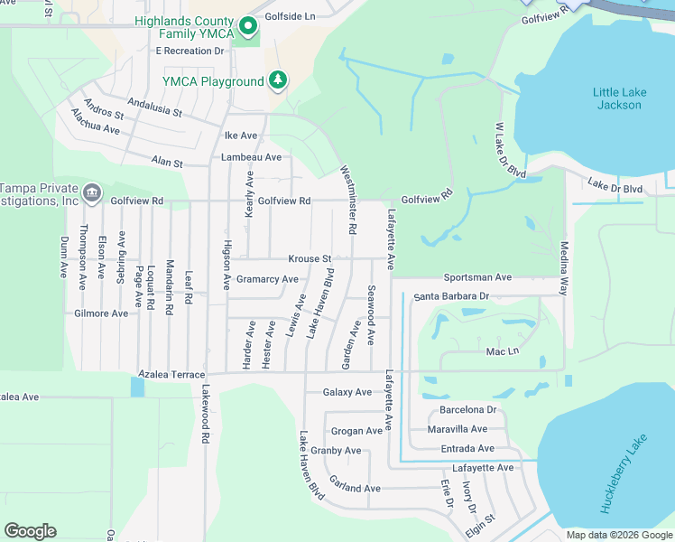 map of restaurants, bars, coffee shops, grocery stores, and more near 4212 Lake Haven Boulevard in Sebring