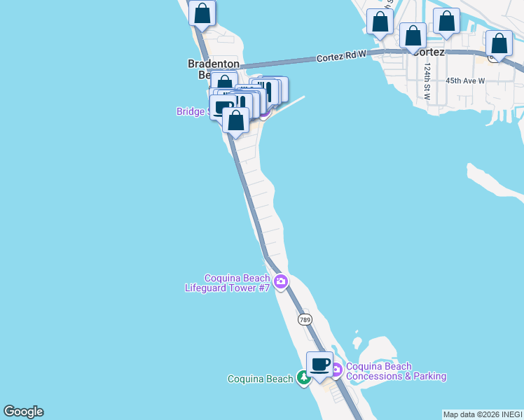 map of restaurants, bars, coffee shops, grocery stores, and more near 901 Gulf Drive South in Bradenton Beach