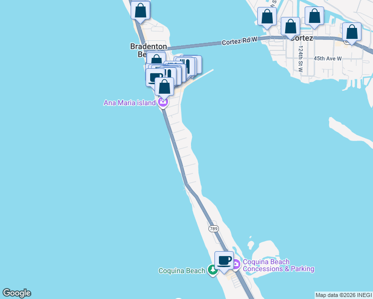 map of restaurants, bars, coffee shops, grocery stores, and more near 901 Gulf Drive South in Bradenton Beach