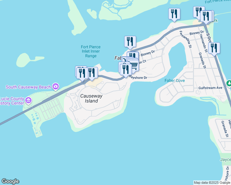 map of restaurants, bars, coffee shops, grocery stores, and more near 5 Harbour Isle Drive East in Fort Pierce