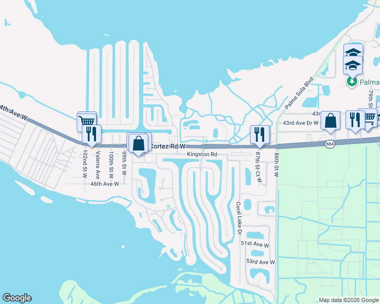 map of restaurants, bars, coffee shops, grocery stores, and more near 9220 43rd Terrace West in Bradenton