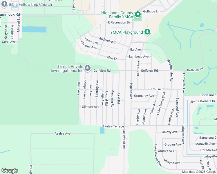 map of restaurants, bars, coffee shops, grocery stores, and more near 4001 Loquat Road in Sebring