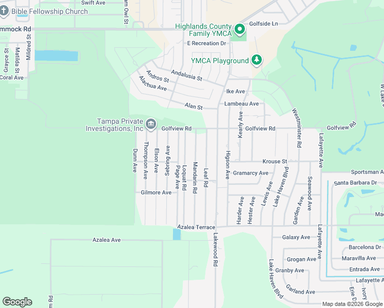 map of restaurants, bars, coffee shops, grocery stores, and more near 4000 Mandarin Road in Sebring