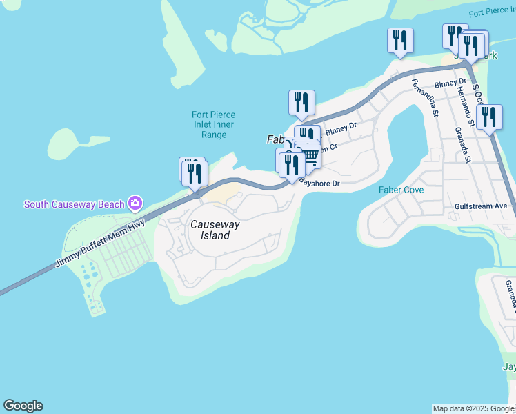 map of restaurants, bars, coffee shops, grocery stores, and more near 5 Harbour Isle Drive East in Fort Pierce