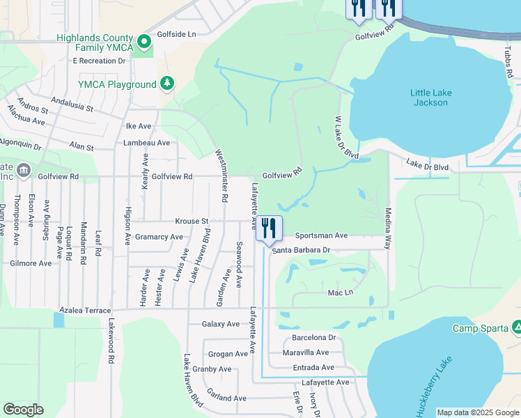 map of restaurants, bars, coffee shops, grocery stores, and more near 4106 Lafayette Avenue in Sebring