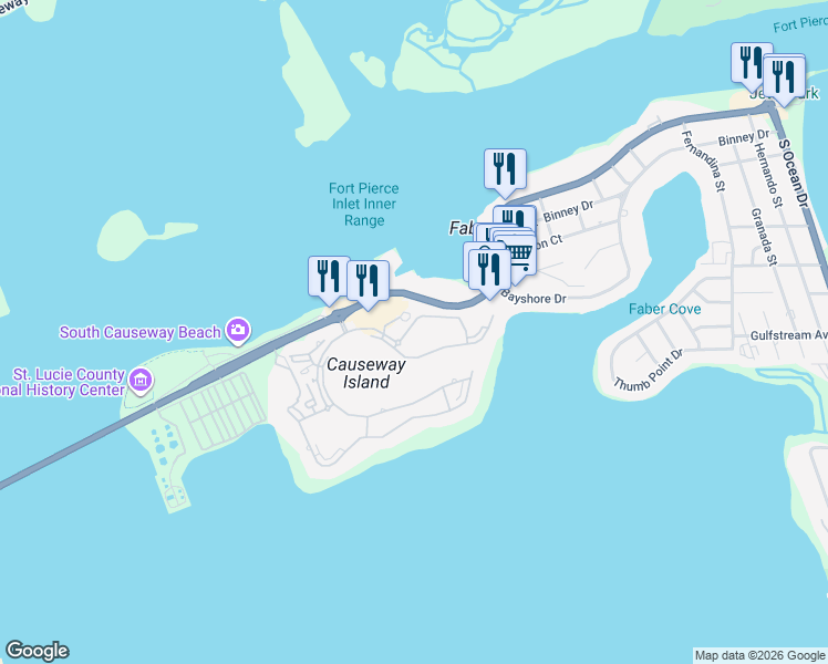 map of restaurants, bars, coffee shops, grocery stores, and more near 2 Harbour Isle Drive East in Fort Pierce