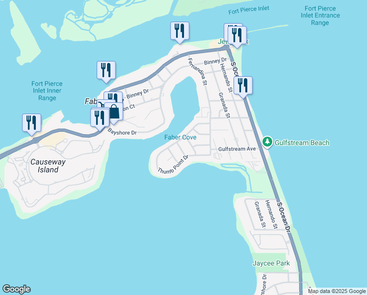 map of restaurants, bars, coffee shops, grocery stores, and more near 1529 South Thumb Point Drive in Fort Pierce
