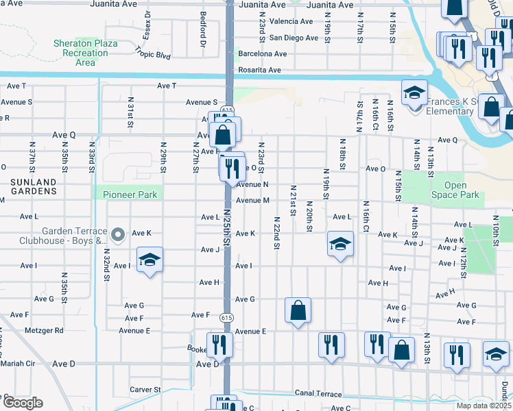map of restaurants, bars, coffee shops, grocery stores, and more near 2209 Avenue M in Fort Pierce