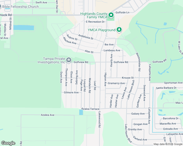 map of restaurants, bars, coffee shops, grocery stores, and more near 4000 Mandarin Road in Sebring