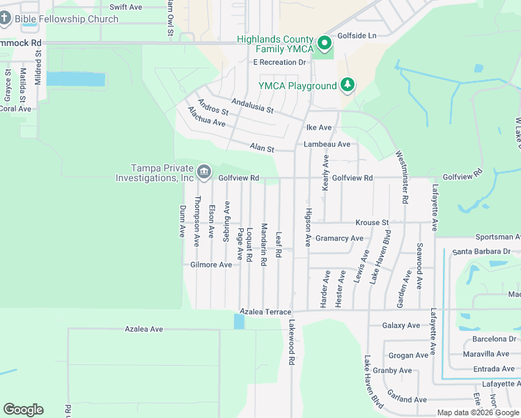 map of restaurants, bars, coffee shops, grocery stores, and more near 4000 Mandarin Road in Sebring