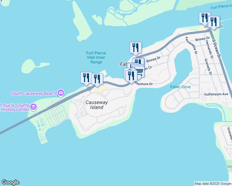 map of restaurants, bars, coffee shops, grocery stores, and more near 2 Harbour Isle Drive East in Fort Pierce