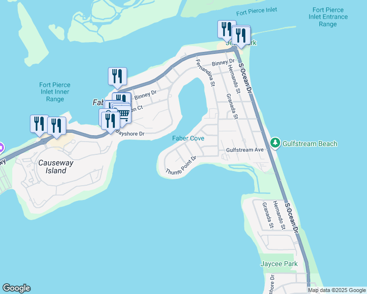map of restaurants, bars, coffee shops, grocery stores, and more near 1529 South Thumb Point Drive in Fort Pierce