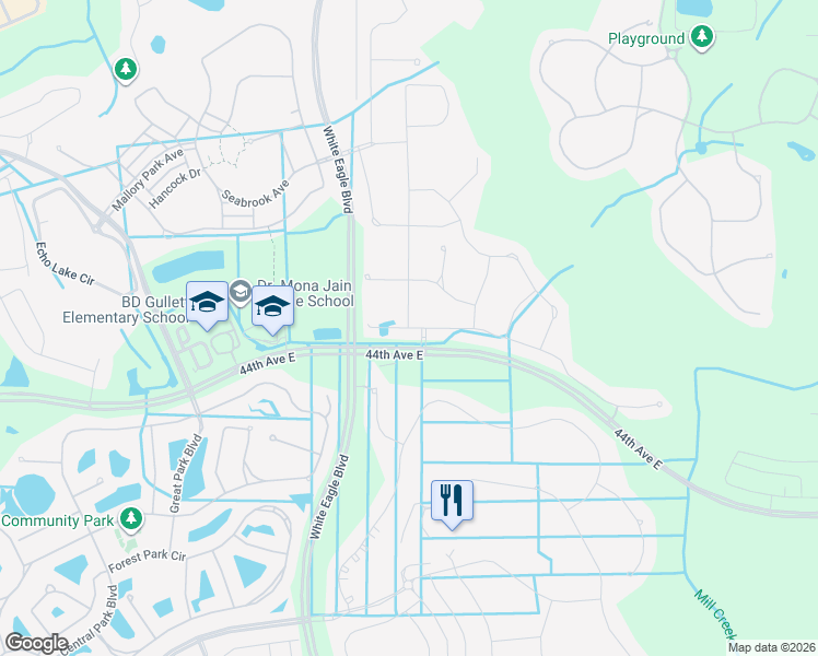 map of restaurants, bars, coffee shops, grocery stores, and more near 4224 Azurite Way in Bradenton