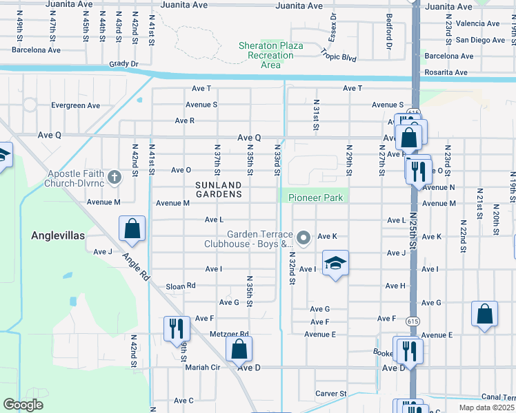 map of restaurants, bars, coffee shops, grocery stores, and more near 3401 Avenue M in Fort Pierce