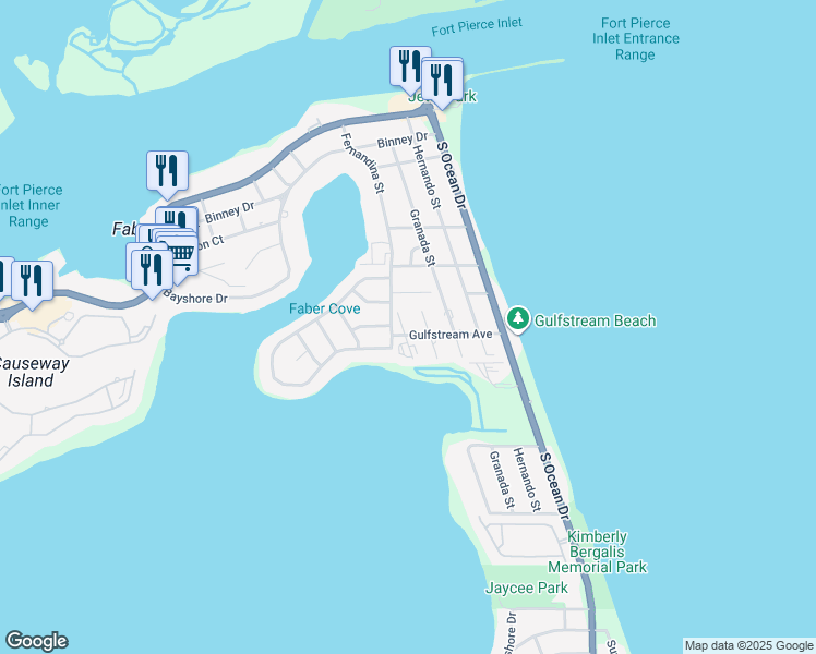 map of restaurants, bars, coffee shops, grocery stores, and more near 1702 Gulfstream Avenue in Fort Pierce