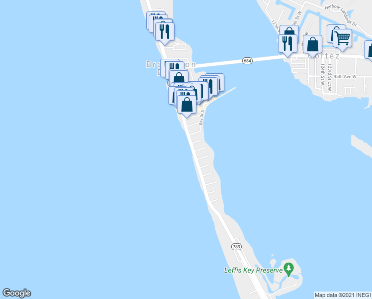 map of restaurants, bars, coffee shops, grocery stores, and more near 600 Gulf Drive South in Bradenton Beach