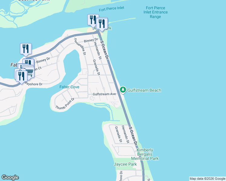 map of restaurants, bars, coffee shops, grocery stores, and more near 661 Hernando Street in Fort Pierce