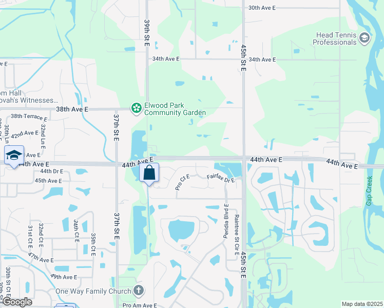 map of restaurants, bars, coffee shops, grocery stores, and more near 4119 44th Avenue East in Bradenton