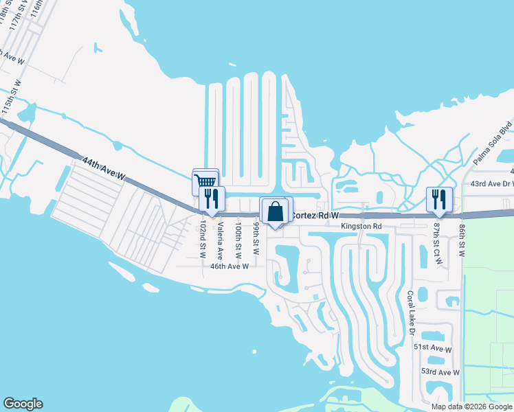 map of restaurants, bars, coffee shops, grocery stores, and more near 9819 Hernando Court in Bradenton