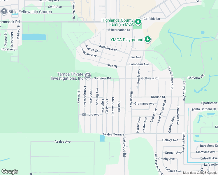 map of restaurants, bars, coffee shops, grocery stores, and more near 4001 Loquat Road in Sebring
