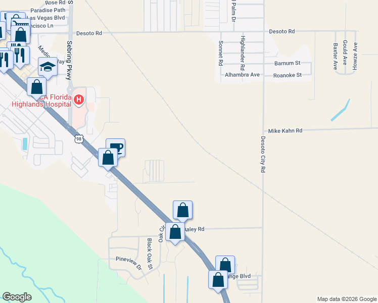 map of restaurants, bars, coffee shops, grocery stores, and more near 2003 Fortune Boulevard in Sebring