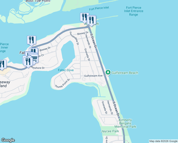 map of restaurants, bars, coffee shops, grocery stores, and more near 1772 Gulfstream Avenue in Fort Pierce