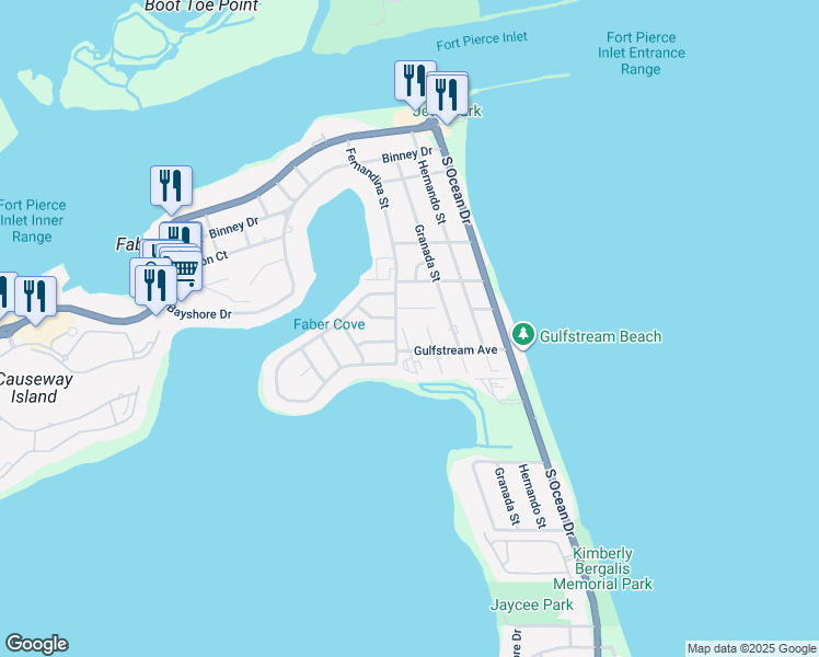 map of restaurants, bars, coffee shops, grocery stores, and more near 1616 Bahia Avenue in Fort Pierce