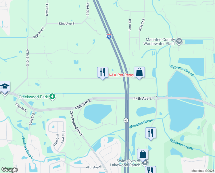 map of restaurants, bars, coffee shops, grocery stores, and more near 7316 41st Avenue East in Bradenton