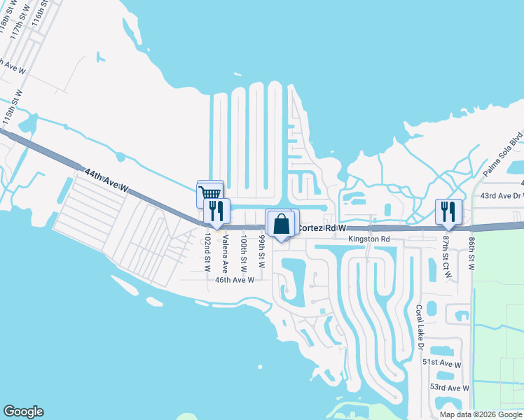 map of restaurants, bars, coffee shops, grocery stores, and more near 9904 Dorado Avenue in Bradenton