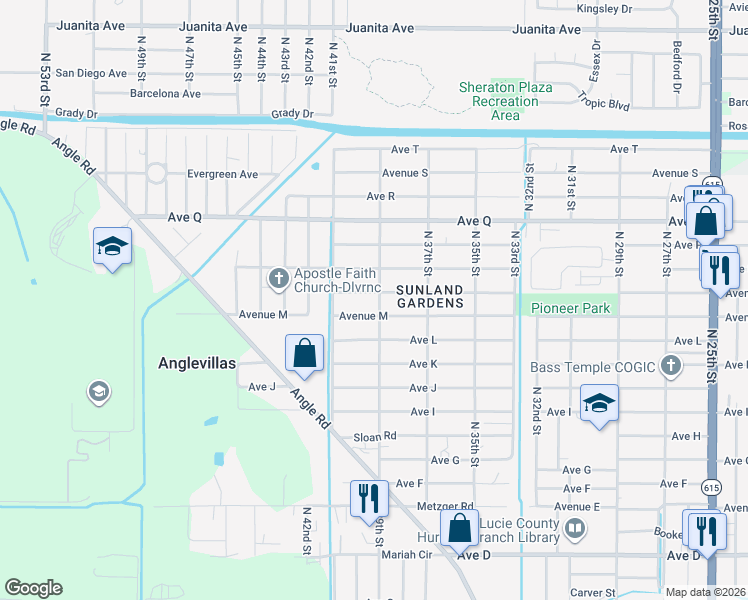 map of restaurants, bars, coffee shops, grocery stores, and more near 1145 North 39th Street in Fort Pierce
