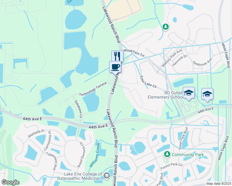 map of restaurants, bars, coffee shops, grocery stores, and more near in Lakewood Ranch