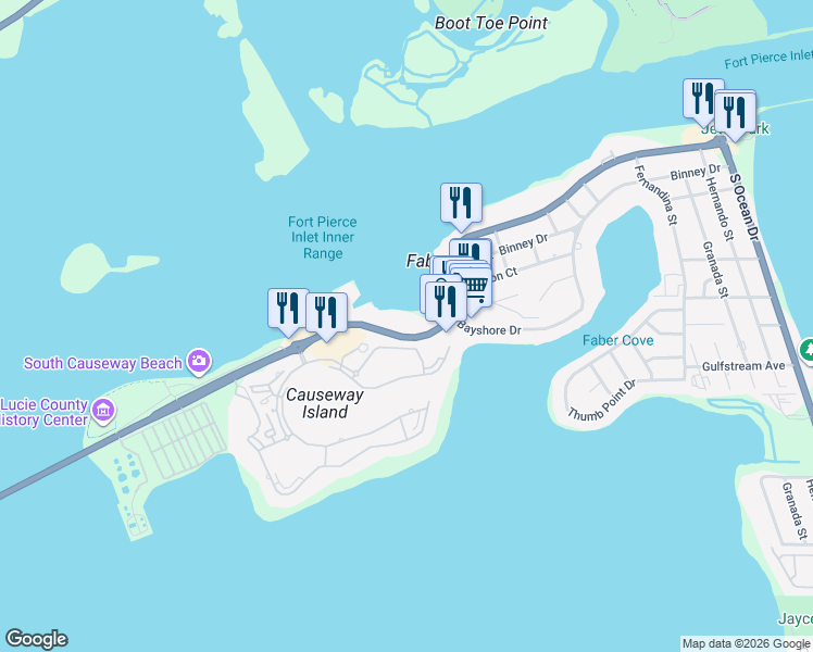 map of restaurants, bars, coffee shops, grocery stores, and more near in Fort Pierce