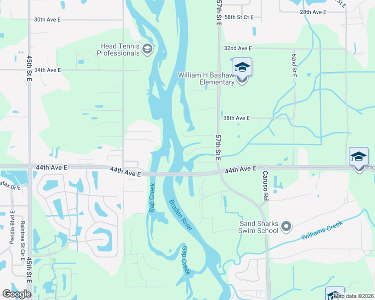 map of restaurants, bars, coffee shops, grocery stores, and more near 5504 40th Avenue East in Bradenton